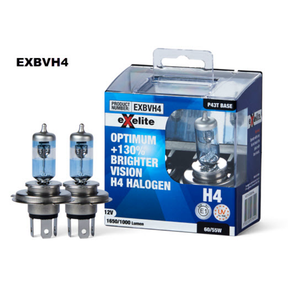 Halogen Headlight Globes H4 12V 60/55W + 130% (2 Pack) - Exelite