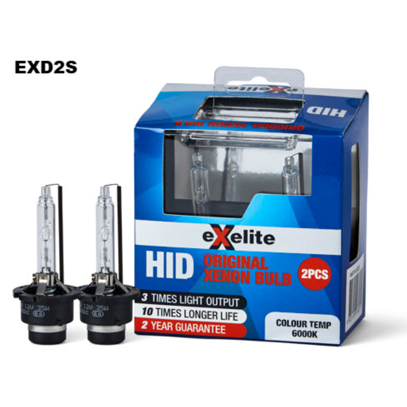 6000K D2S HID Xenon Headlight Globes Twin Pack EXD2S - Exelite