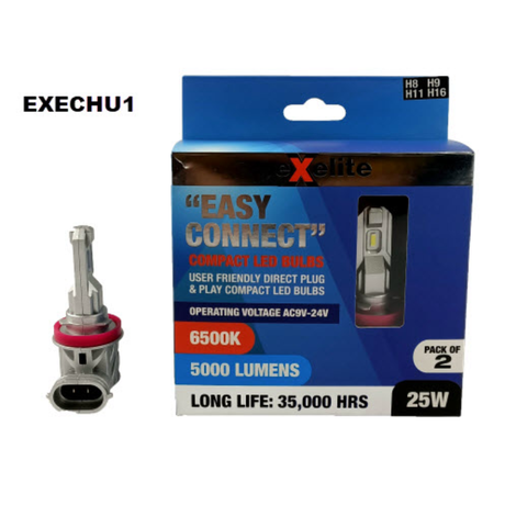 Led Headlight Conversion Kit 6500K Easy Connect (2pc) EXECHU1 - Exelite | Universal Auto Spares