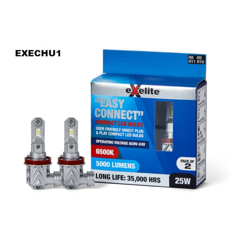 LED EASY CONNECT H11/H8//H16 - 360° BEAM ANGLE (2pc) EXECHU1 - Exelite