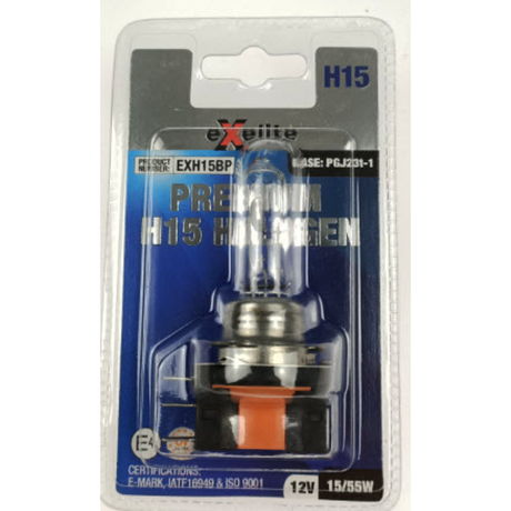 Headlight Globe H15 Halogen 12V 15/55W EXH15BP - Exelite | Universal Auto Spares
