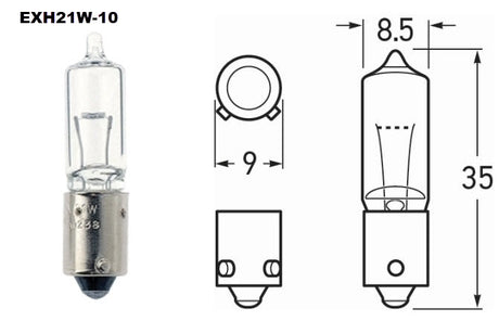 Hal. BAY H21W 12V 21W BAY9S (1 = 10PK) EXH21W-10 - Exelite | Universal Auto Spares