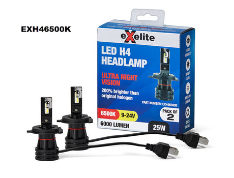 LED H4 HEADLAMP (TWIN PACK) EXH46500K - Exelite