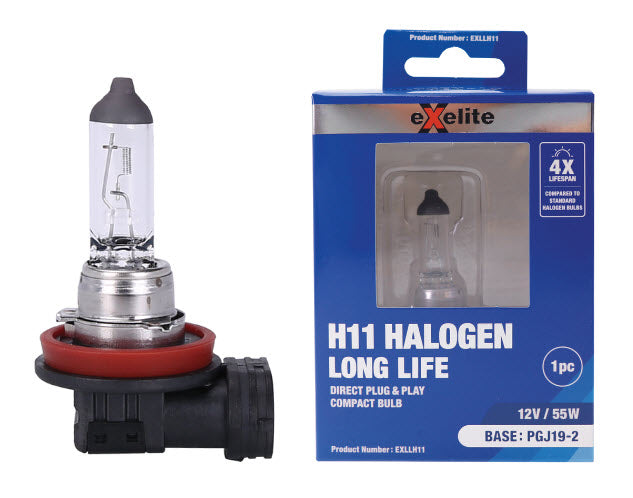 H11 Halogen Long Life 12V/55W PGJ19-2 EXLLH11 - Exelite