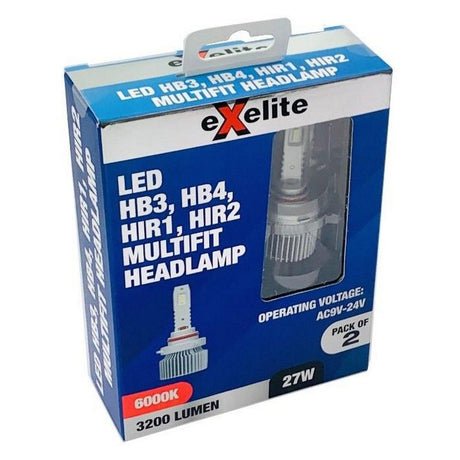 LED 2 Pack HB3, HB4, HIR1, HIR2 Multifit Headlamp EXMF2 - Exelite | Universal Auto Spares