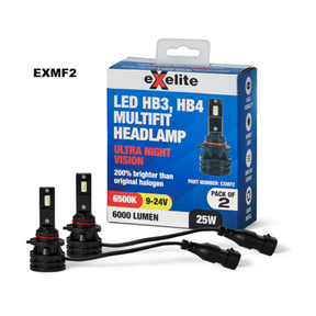 LED Multifit Globe Headlamp Ultra Night Vision (HB3/ HB4) 2 Pack EXMF2 - Exelite