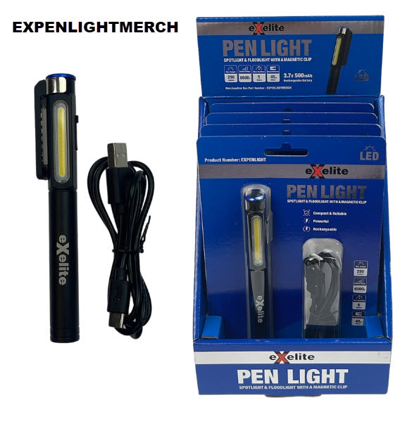 Pen Light Spotlight and Floodlight with a Magnetic Clip - Exelite | Universal Auto Spares