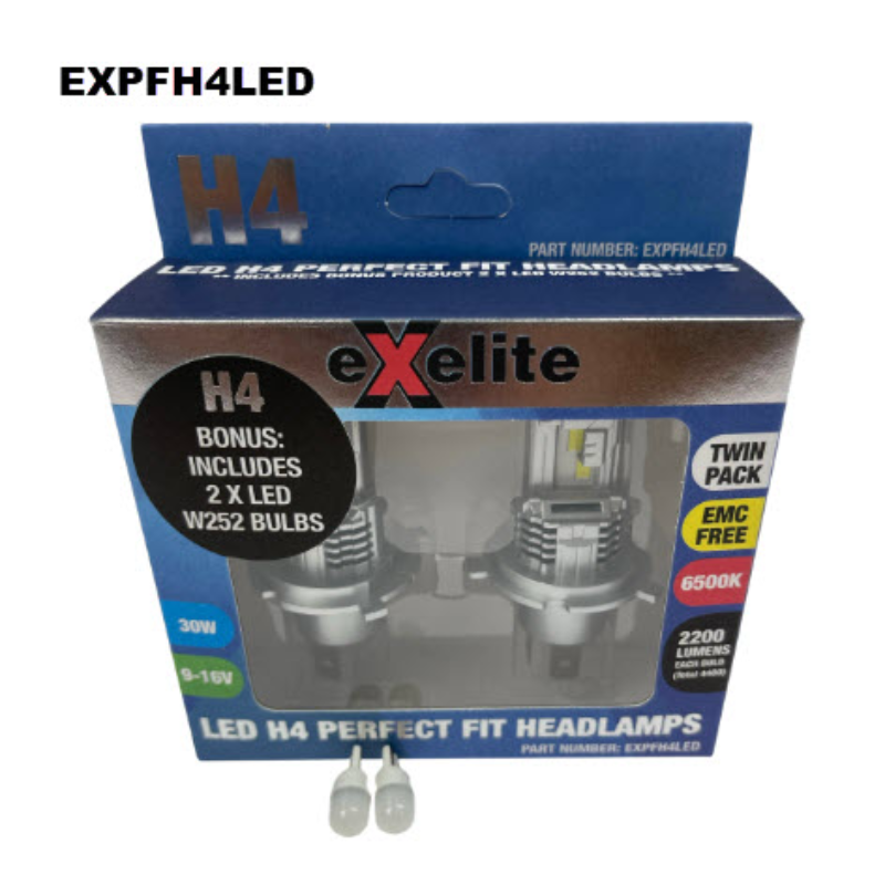 PERFECT FIT H4 LED 60/55W 6500K (2PC) EXPFH4LED - Exelite