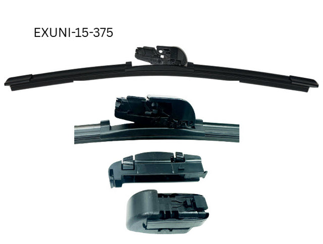 18 - 450mm Flexible Flat Wiper with Universal Adaptors EXUNI-18-450 - eXelwipe | Universal Auto Spares