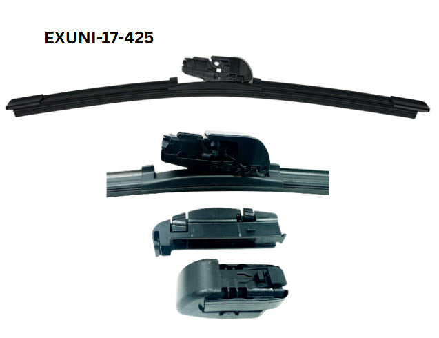 21 - 525mm Flexible Flat Wiper with Universal Adaptors EXUNI-21-525 - eXelwipe | Universal Auto Spares