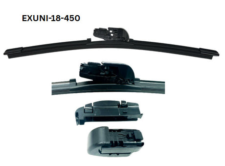 20 - 500mm Flexible Flat Wiper with Universal Adaptors EXUNI-20-500 - eXelwipe | Universal Auto Spares