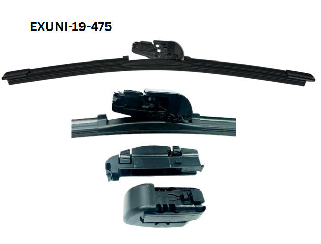 17 - 425mm Flexible Flat Wiper with Universal Adaptors EXUNI-17-425 - eXelwipe | Universal Auto Spares