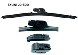 16 - 400mm Flexible Flat Wiper with Universal Adaptors EXUNI-16-400 - Exelwipe | Universal Auto Spares