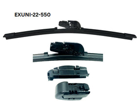 22 - 550mm Flexible Flat Wiper with Universal Adaptors EXUNI-22-550 - eXelwipe | Universal Auto Spares