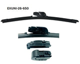 26 - 650mm Flexible Flat Wiper with Universal Adaptors EXUNI-26-650 - Exelwipe | Universal Auto Spares