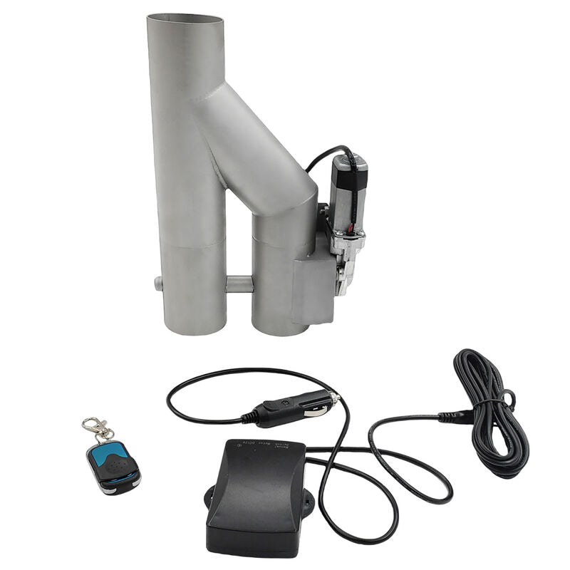 2.5 Inch Electric Exhaust Downpipe Double Valve Kit Y Steel Double Cut Off Pipe - Machter