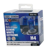 H4 60/55W Halogen Xenon White Extreme Headlight Globes Twin Pack EXWEH4 - Exelite