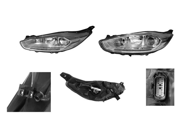 Headlight (LHS, Halogen, Chrome) Ford Fiesta WZ ST 2013 - 2019 FDFS - HEL - 13L - Sterling Parts - Headlight Assemblies - Sterling Parts