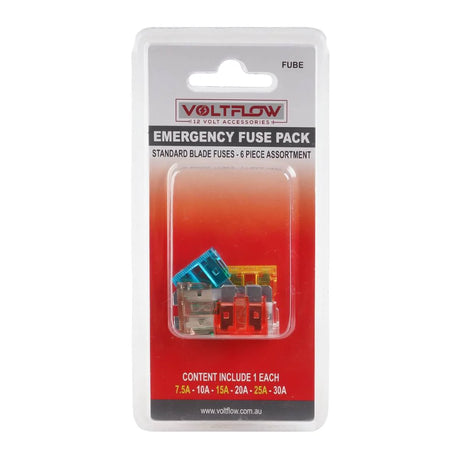 Standard Blade Car Fuses 6 Piece 7.5Amp - 30Amp Emergency Packs - VoltFlow