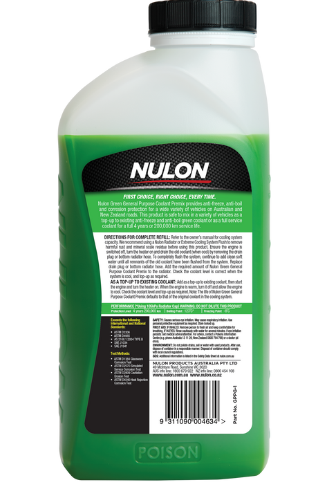 Green General Purpose Coolant Premix - Nulon | Universal Auto Spares