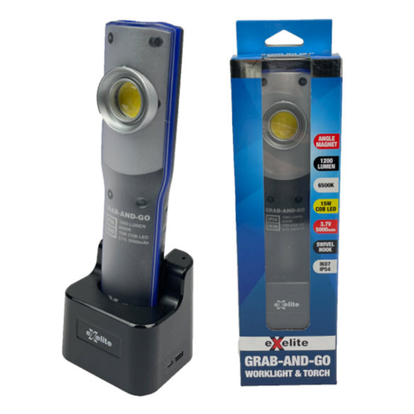 Worklight Torch With Magnets 1200 Lumen 15W COB LED - Exelite | Universal Auto Spares