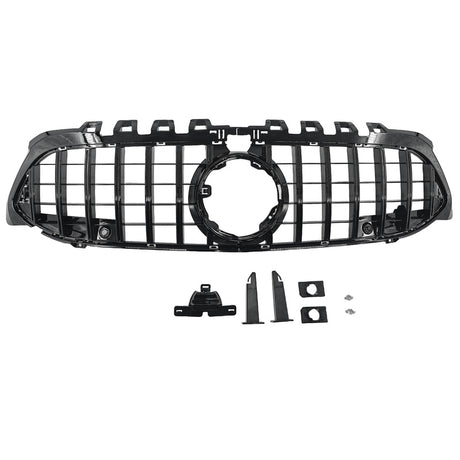 Black GT Bumper Grille Fit For Mercedes Benz A-Class W177 V177 A180 250 A35 Fit With Camera Hole Only GRILLE-BEN007 - Machter