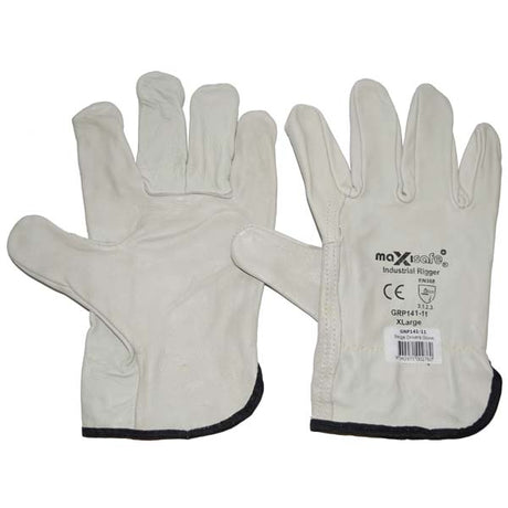 Premium Smooth Leather Riggers Gloves XL Pair - MAXISAFE | Universal Auto Spares