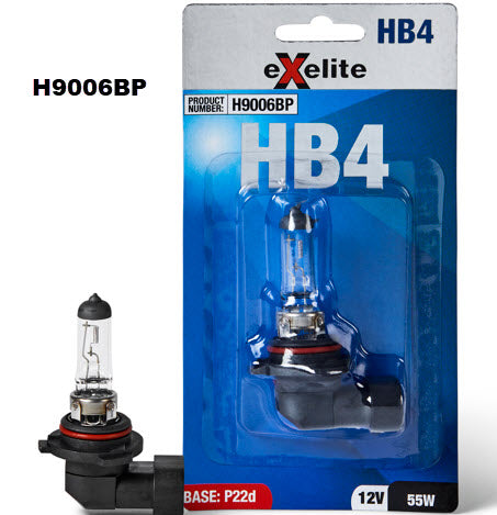 Globe Halogen HB4 P22D 12V 55W Blister Pack H9006BP - Exelite