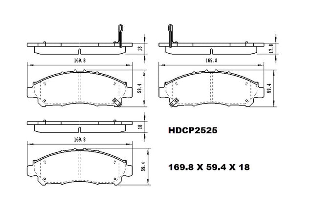 Heavy Duty HDCP2525 (DB2525) Ceramic Brake Pads  - Premier Performance Auto Parts | Universal Auto Spares