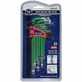 Torx Key Set 9 Piece T10-T50 Long Arm Ball Point - Tool King