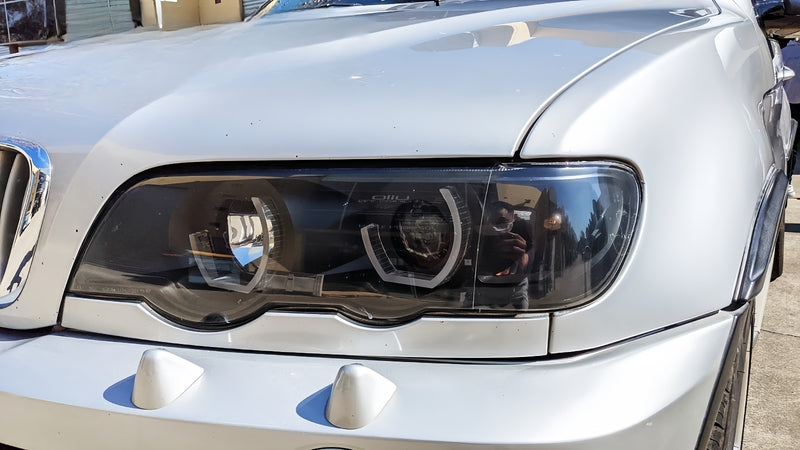 3D LED Dual Halo Black Projector Head Light Fit For BMW X5 E53 1999-2003 HL-BMW022LS - Machter