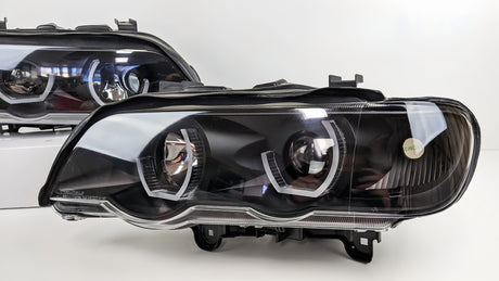 3D LED Dual Halo Black Projector Head Light Fit For BMW X5 E53 1999-2003 - Machter