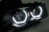 3D LED Dual Halo Black Projector Head Light Fit For BMW X5 E53 1999-2003 HL-BMW022LS - Machter