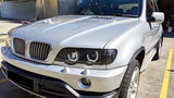 3D LED Dual Halo Black Projector Head Light Fit For BMW X5 E53 1999-2003 HL-BMW022LS - Machter