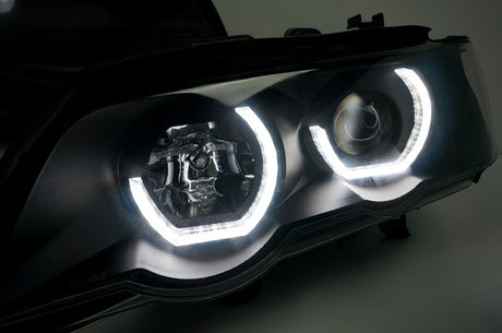 3D LED Dual Halo Black Projector Head Light Fit For BMW X5 E53 1999-2003 - Machter