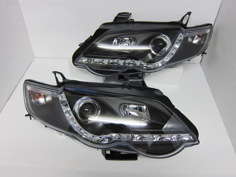 Black LED DRL Headlights Fit For Ford Falcon FG Sedan FPV XR6 XR8 2007-2014 HL-FD026LS - Machter