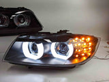 Black 3D DRL Projector LED Signal Headlights Fit For BMW 3-Series E91 E90 Sedan 2009-2012 HL-HD031LS - Machter