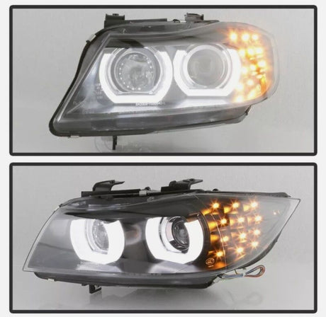 Black 3D DRL Projector LED Signal Headlights Fit For BMW 3-Series E91 E90 Sedan 2009-2012 HL-HD031LS - Machter