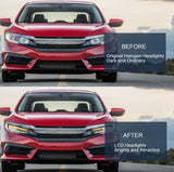 Full LED Projector Headlights Sequential DRL Fit For Honda Civic Type R FK7 FK8 2016-2021 HL-HD035LS - Machter