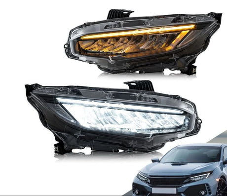 Full LED Projector Headlights Sequential DRL Fit For Honda Civic Type R FK7 FK8 2016-2021 HL-HD035LS - Machter
