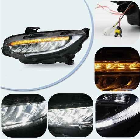 Full LED Projector Headlights Sequential DRL Fit For Honda Civic Type R FK7 FK8 2016-2021 HL-HD035LS - Machter
