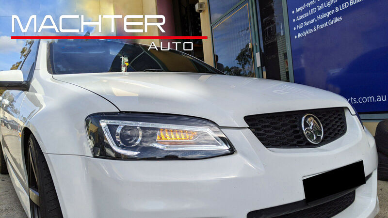 Black LED Headlights Sequential Blinker Fit For Holden VE Commodore Series 1 & 2 Xenon Globes HL-HLN004LED - Machter