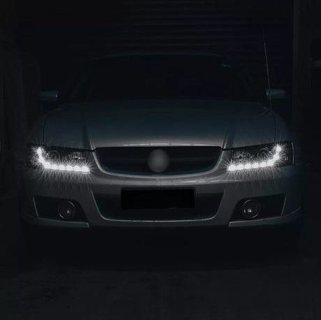 Black DRL LED Projector Head Lights Fit For Holden Commodore VZ UTE 2004-2006 HL-HLN025LS - Machter