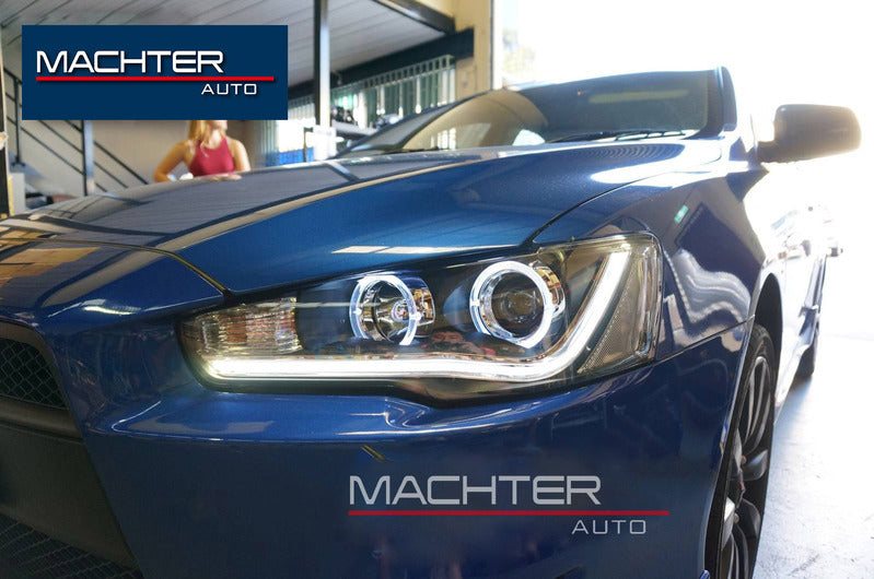 Angel Eyes DRL LED Headlights Fit For Mitsubishi Lancer EVO X CJ VRX 2007-2018 HL-MB001LS - Machter