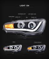 Angel Eyes DRL LED Headlights Fit For Mitsubishi Lancer EVO X CJ VRX 2007-2018 HL-MB001LS - Machter