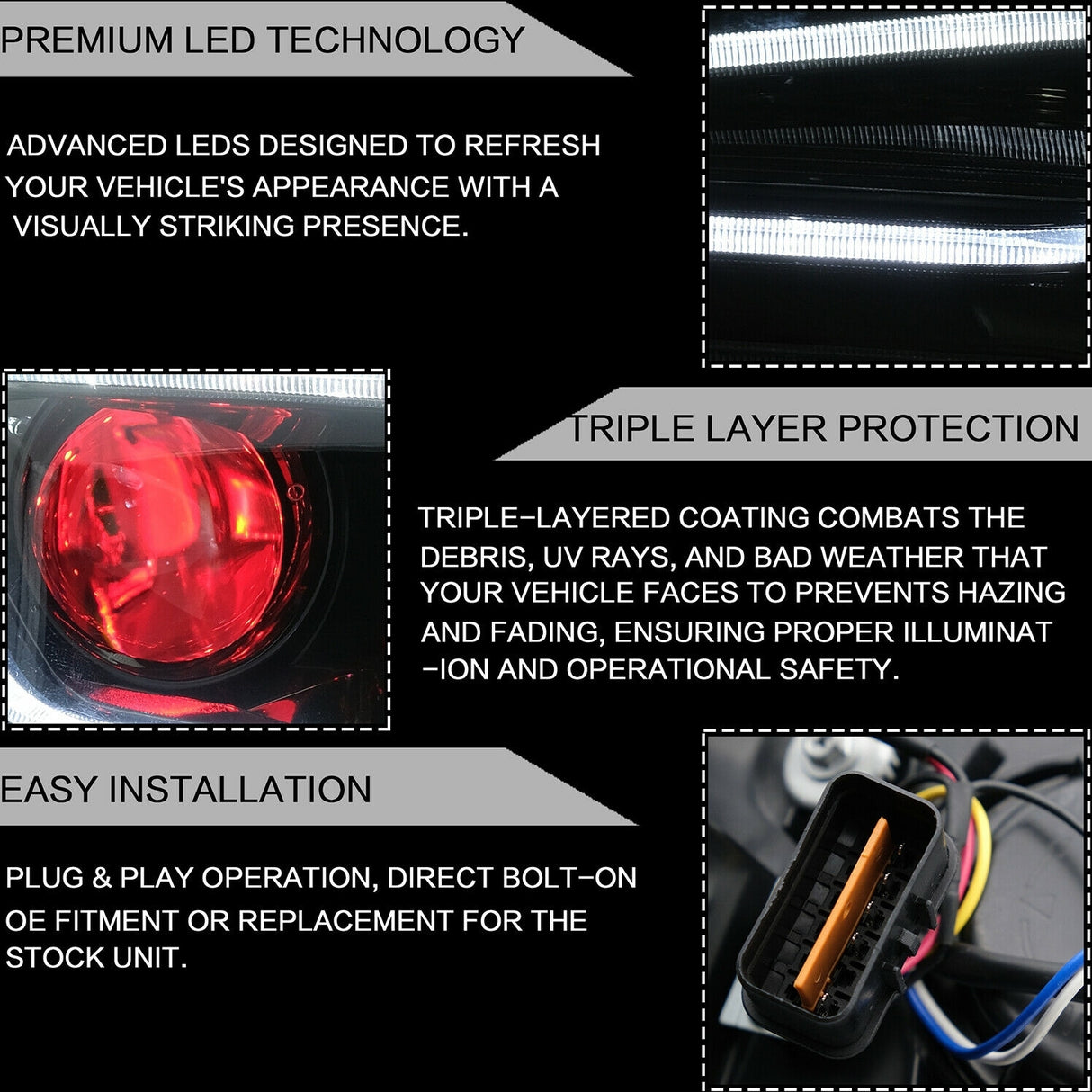 Demon Eye 3D LED DRL Projector Head Light Fit For Mitsubishi Lancer CJ EVO X VRX 2007-2017 HL-MB003LS - Machter