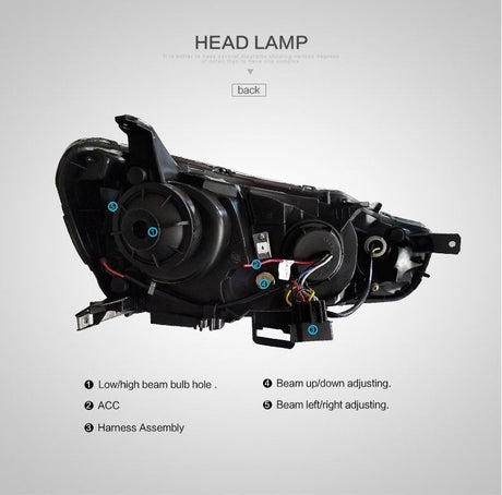 Demon Eye 3D LED DRL Projector Head Light Fit For Mitsubishi Lancer CJ EVO X VRX 2007-2017 HL-MB003LS - Machter