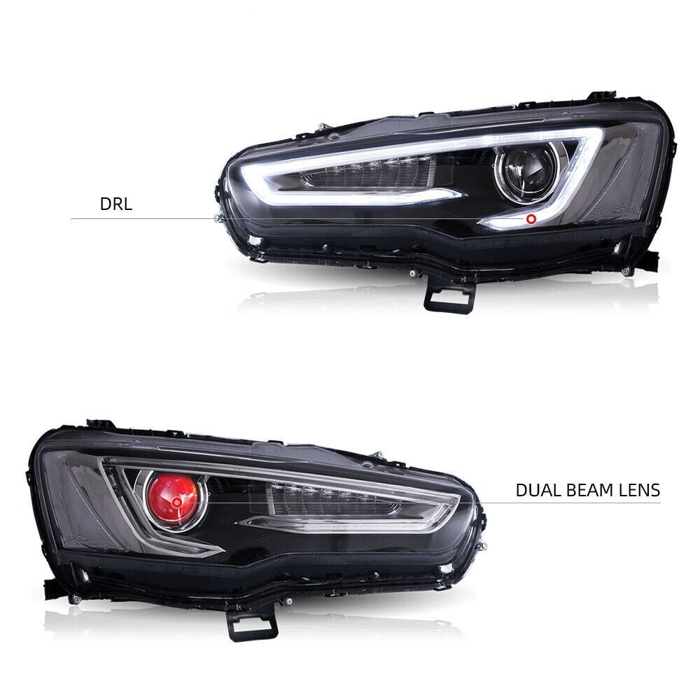 Demon Eye 3D LED DRL Projector Head Light Fit For Mitsubishi Lancer CJ EVO X VRX 2007-2017 HL-MB003LS - Machter