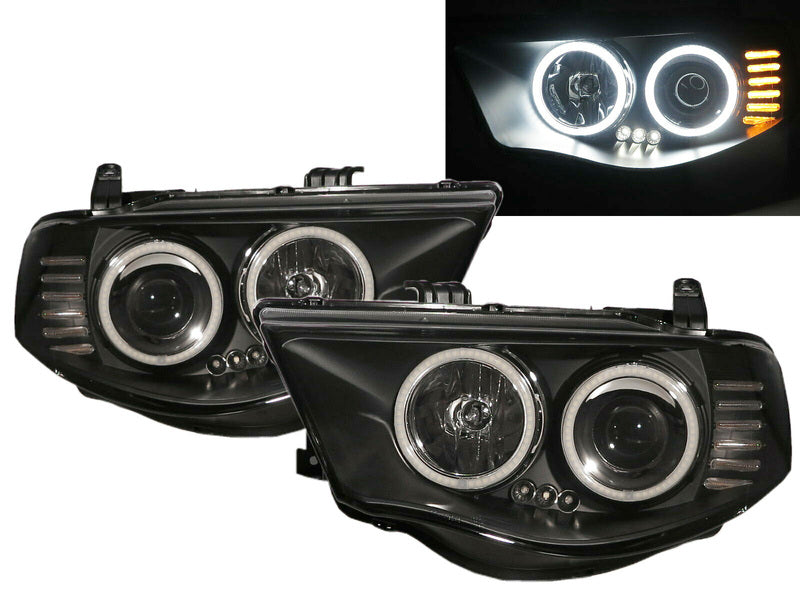 Black Ultra LED Angel Eyes Projector Headlights Fit For Mitsubishi Triton 2006-2015 HL-MB005LS - Machter