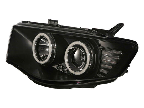 Black Ultra LED Angel Eyes Projector Headlights Fit For Mitsubishi Triton 2006-2015 HL-MB005LS - Machter